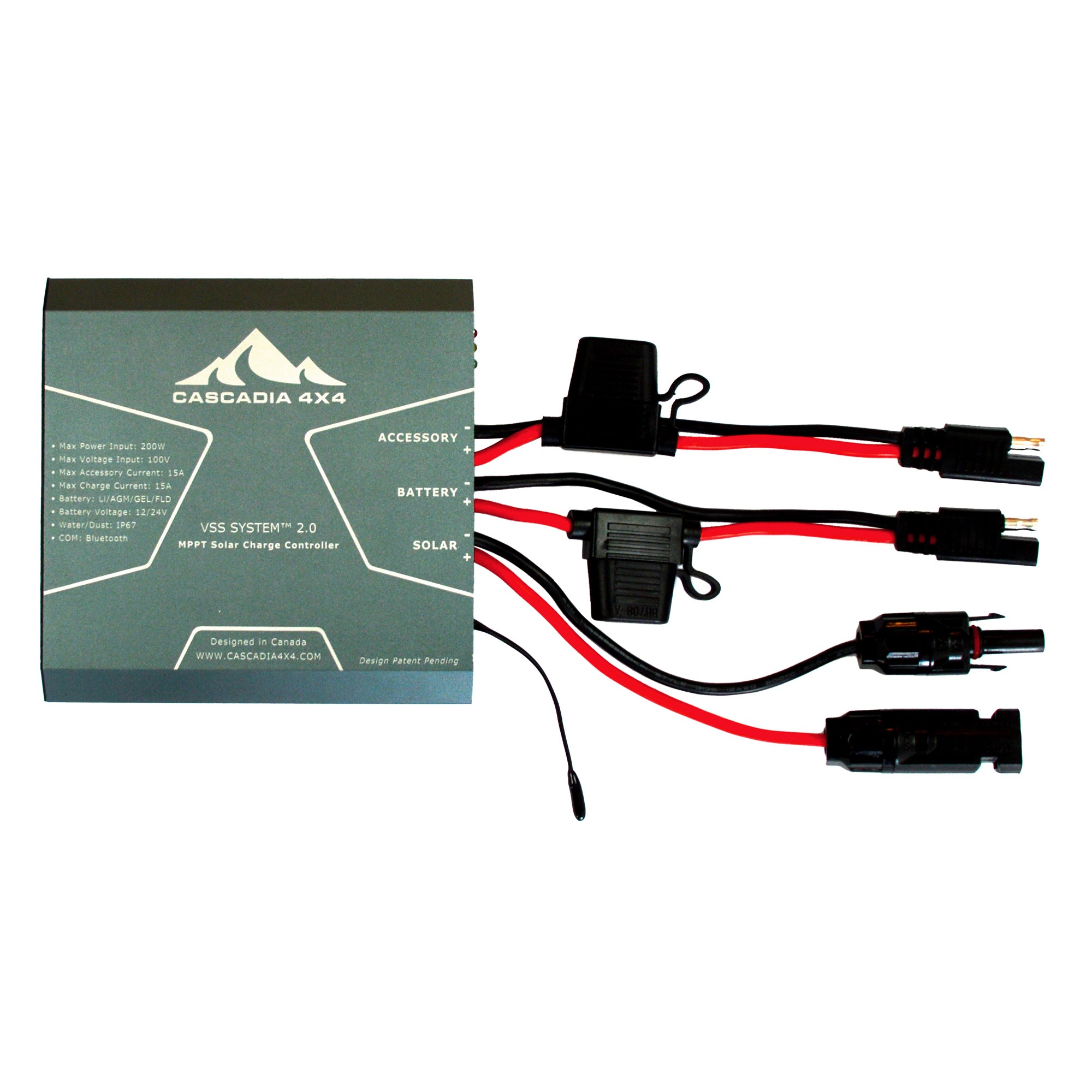 The bluetooth and waterproof MPPT solar charge controller from Cascadia 4x4 made in canada