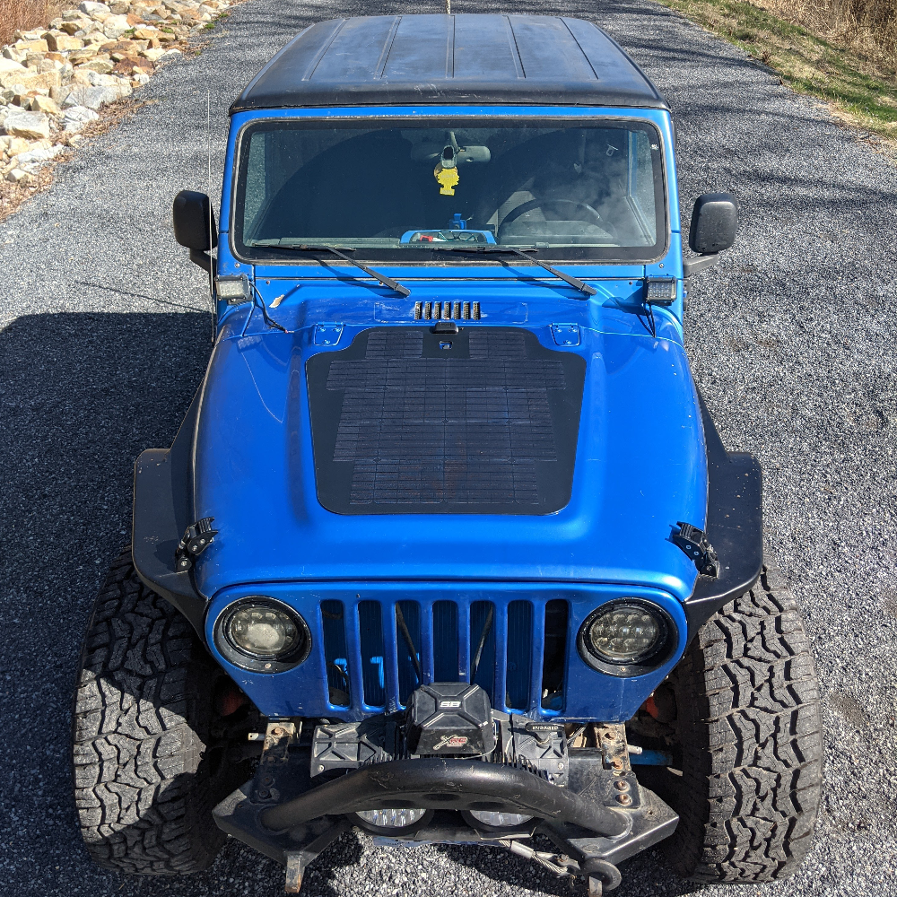 80 Watt Hood Solar for Jeep Wrangler TJ LJ Cascadia 4x4 VSS System