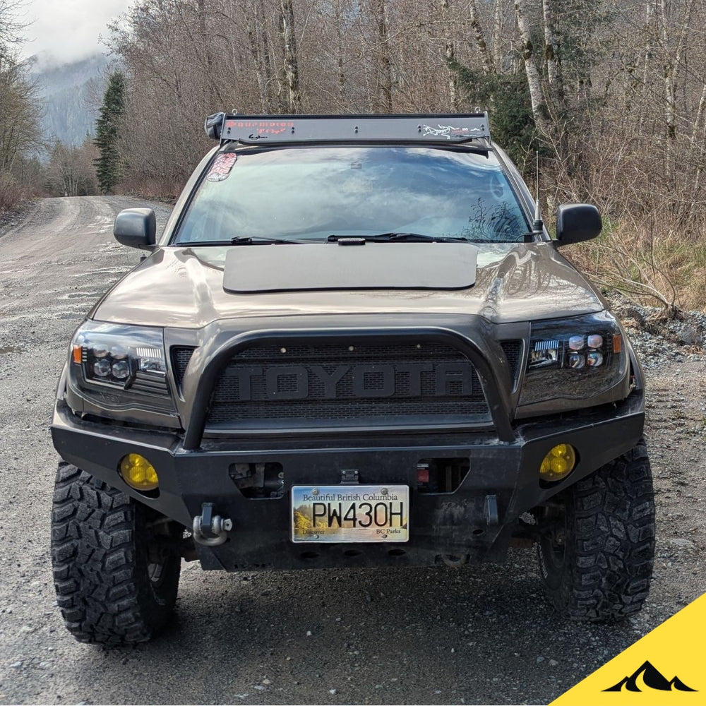 This is the VSS System 2.0 from Cascadia 4x4. This is a flexible 92 watt hood solar module/panel for the Toyota Tacoma 2nd gen. Green Tacoma Squamish